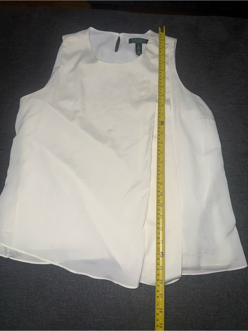 Lauren Ralph Lauren Petite 12P White Asymmetrical Layered Sleeveless Blouse - Picture 5 of 7